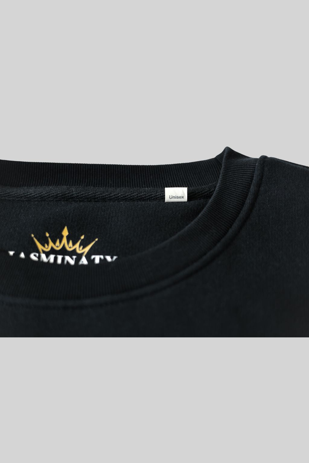 Langermet genser i økologisk bomul med rund hals - svart