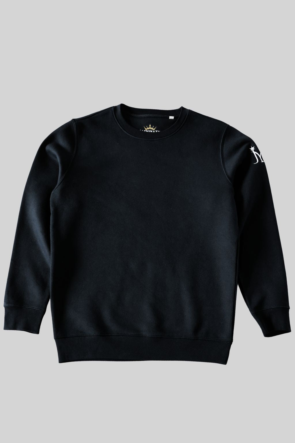 Langermet genser i økologisk bomul med rund hals - svart