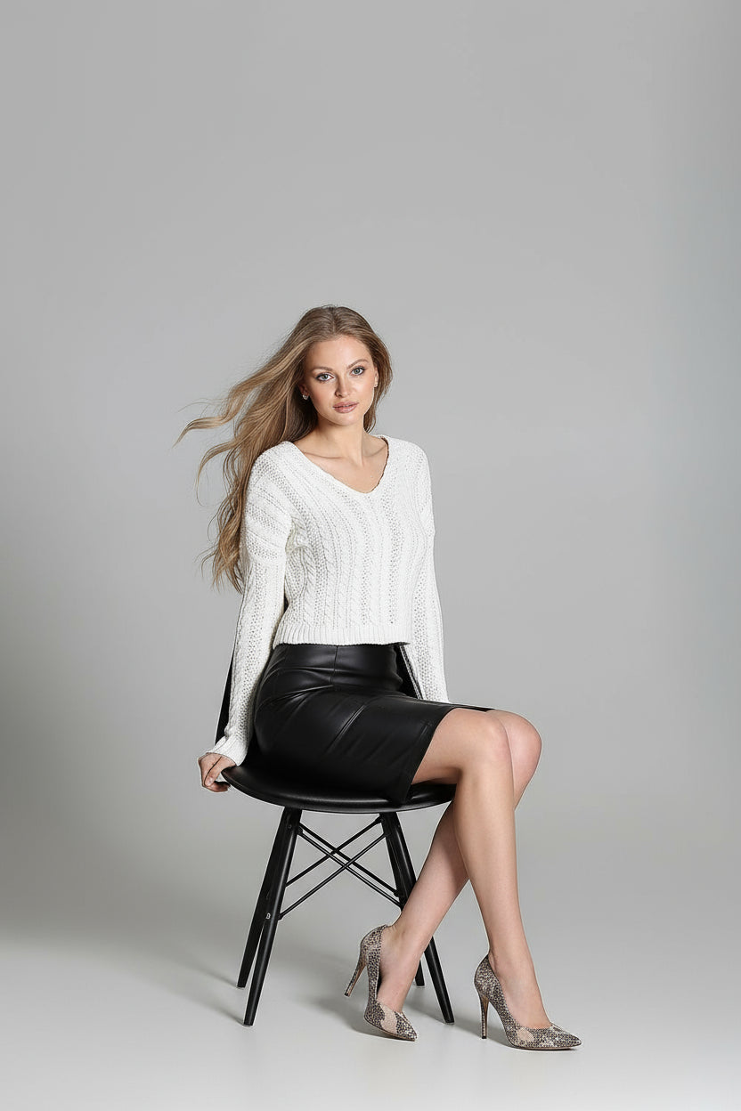 Kort rutete jumper – Trendy, feminin og komfortabel
