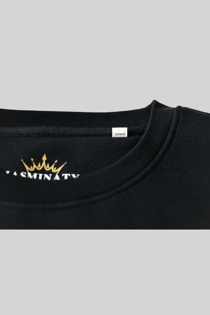 Langermet genser i økologisk bomul med rund hals - svart