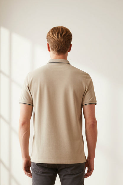 Norway 1963 - Beige poloskjorte i bomull