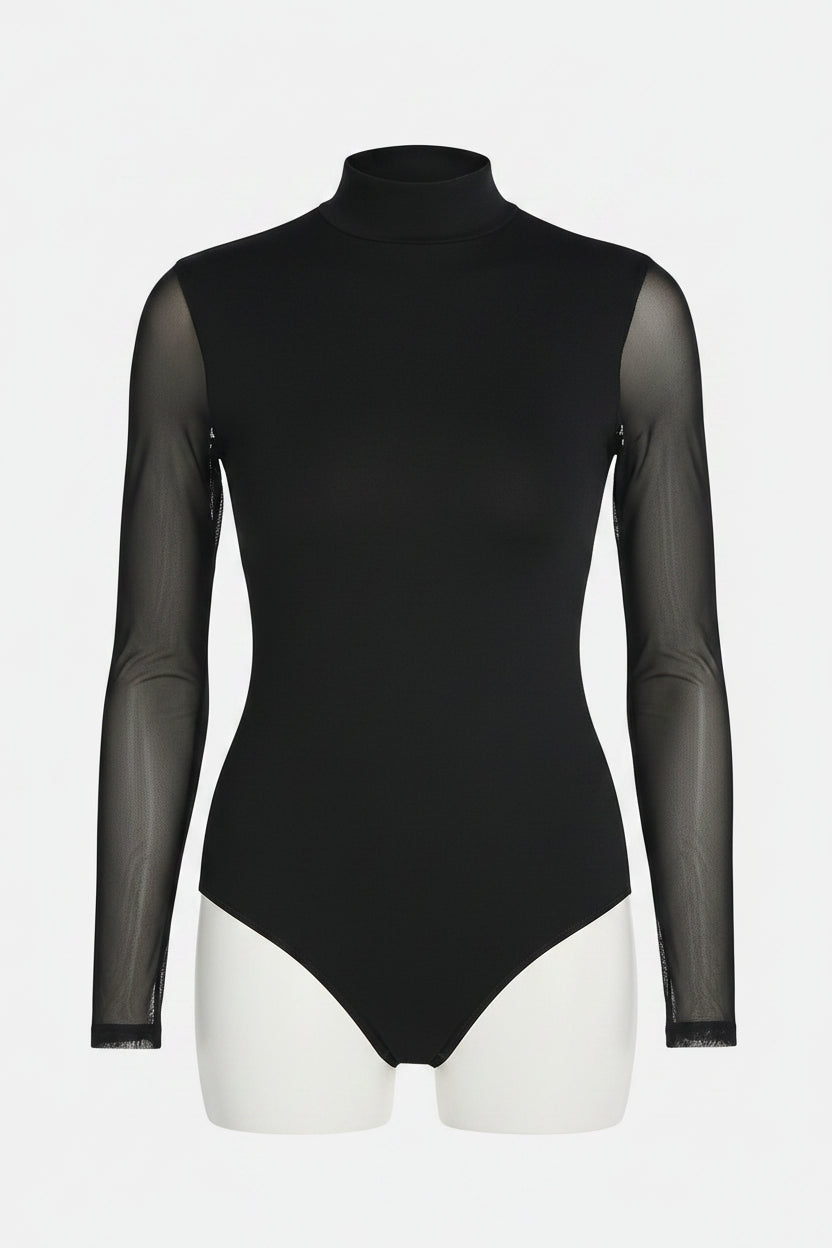 Shapewear Body med lange gjennomsiktige ermer