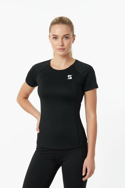 Black Stretchy Workout T-Shirt – Teknisk og fleksibel trenings-t-skjorte