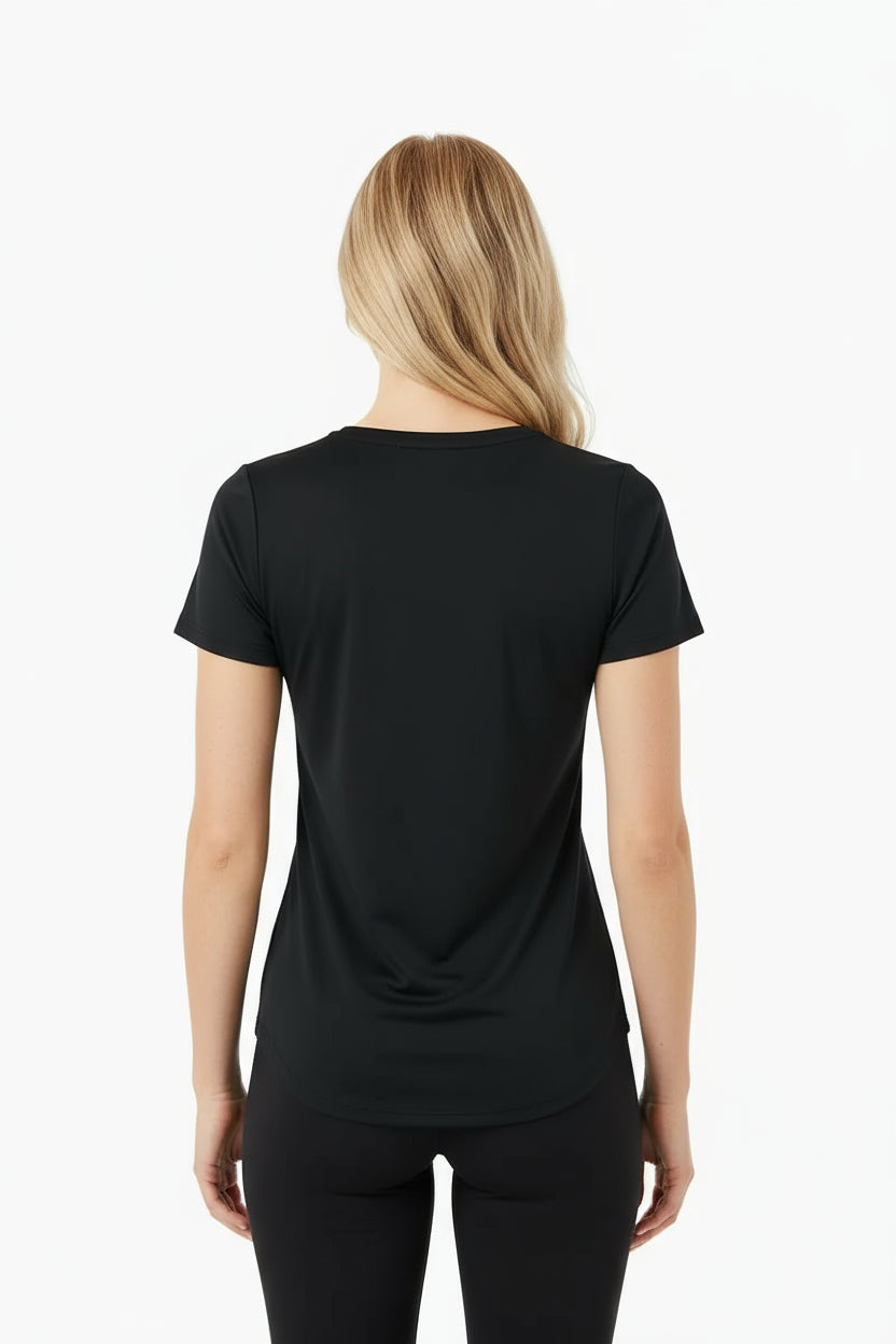 Black Stretchy Workout T-Shirt – Teknisk og fleksibel trenings-t-skjorte